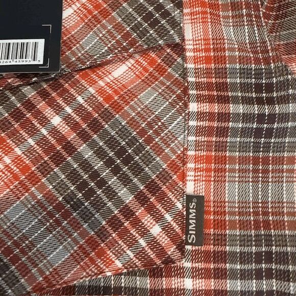 NWT SIMMS Gallatin Long Sleeve Flannel Shirt Orange Plaid Pearl Snap Size Medium - Picture 12 of 16